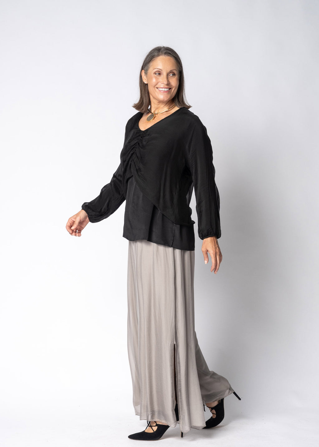 Anara Silk Top in Onyx