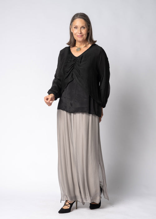 Anara Silk Top in Onyx