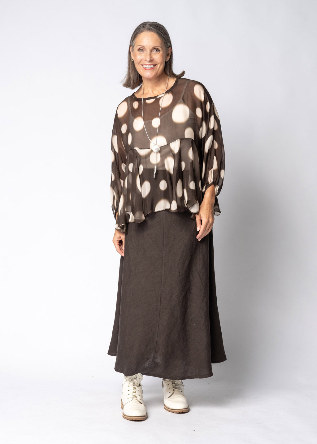 Lela Linen Skirt in Chocolate Truffle