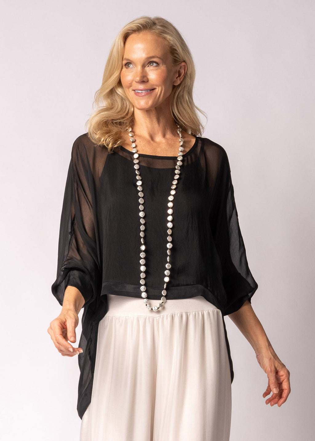Maribella Silk Top in Onyx