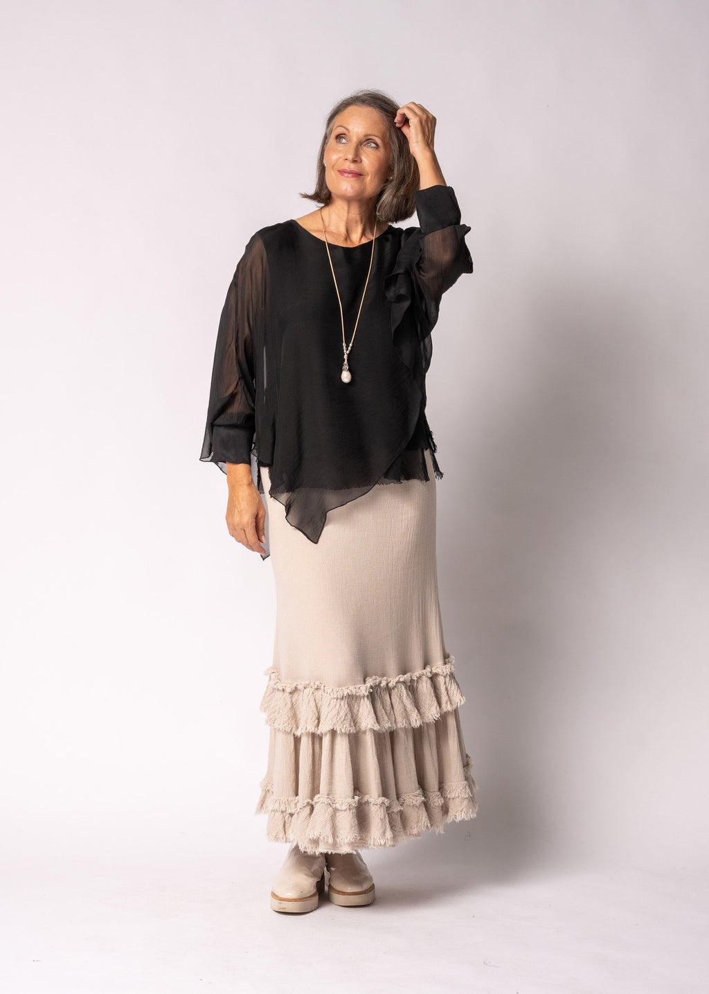 Keliana Silk Top in Onyx