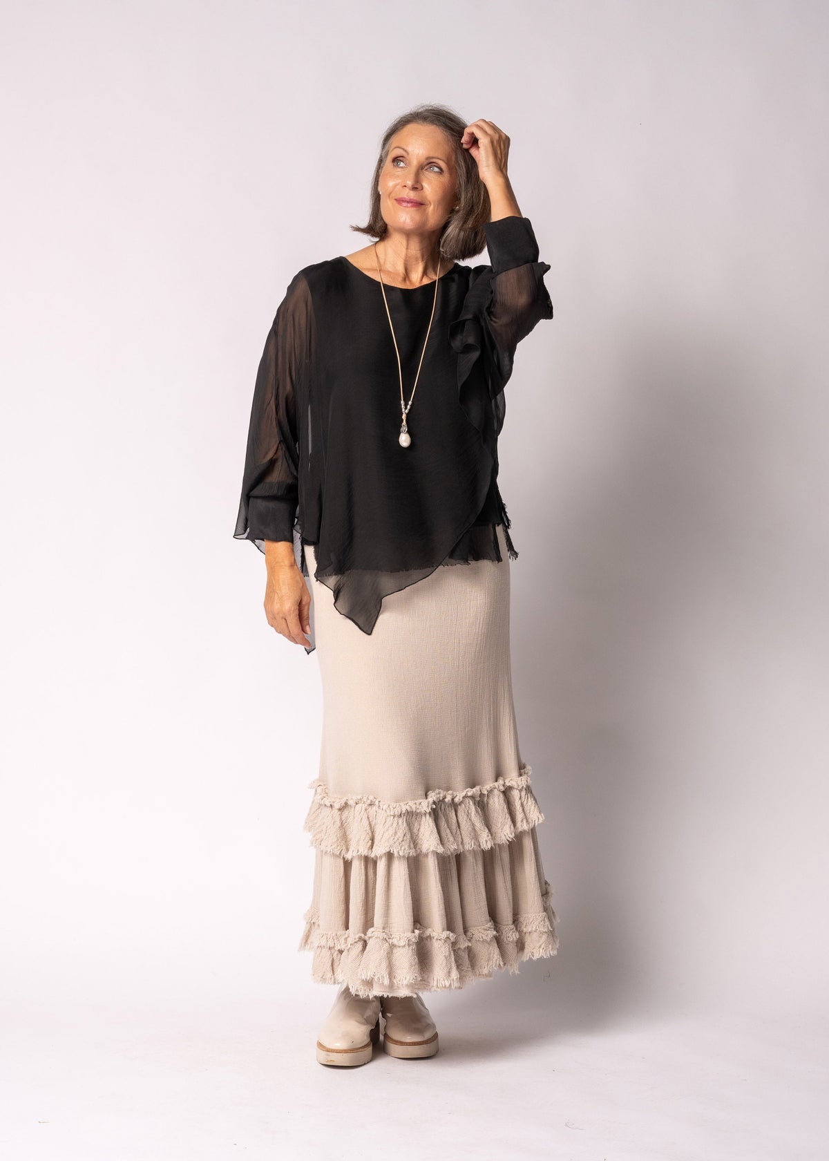 Keliana Silk Top in Onyx