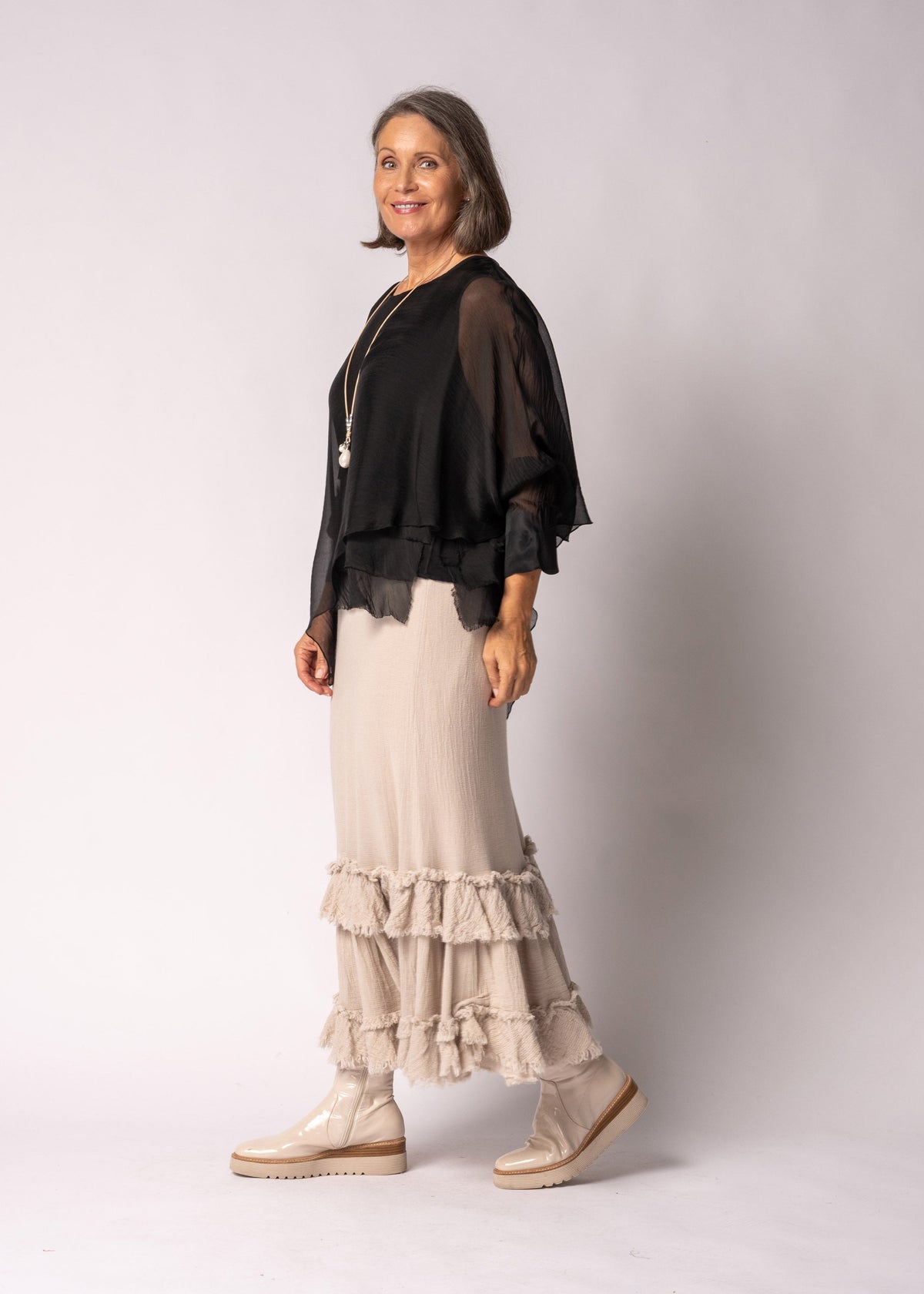 Keliana Silk Top in Onyx