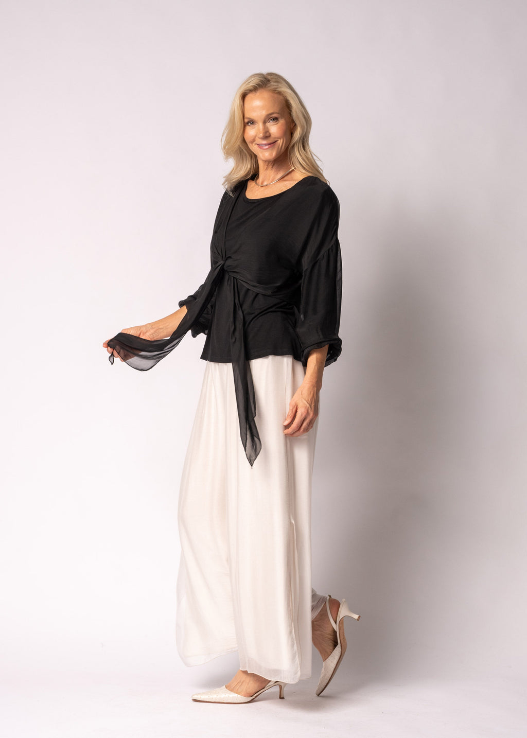 Elaya Silk Top in Onyx