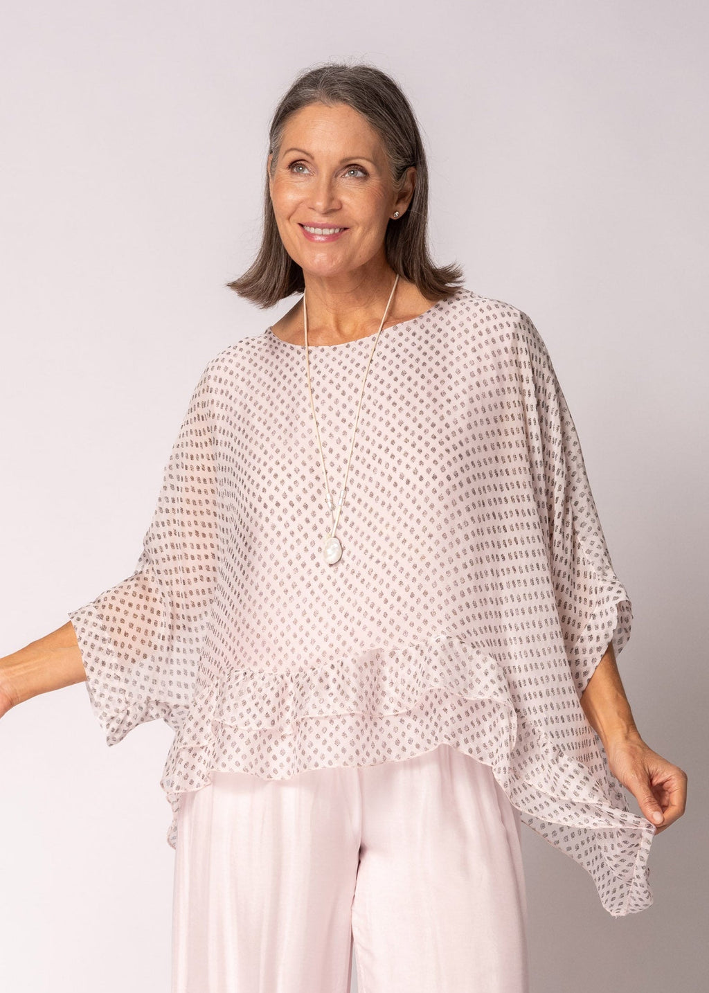 Amelina Silk Top in Modena Pink
