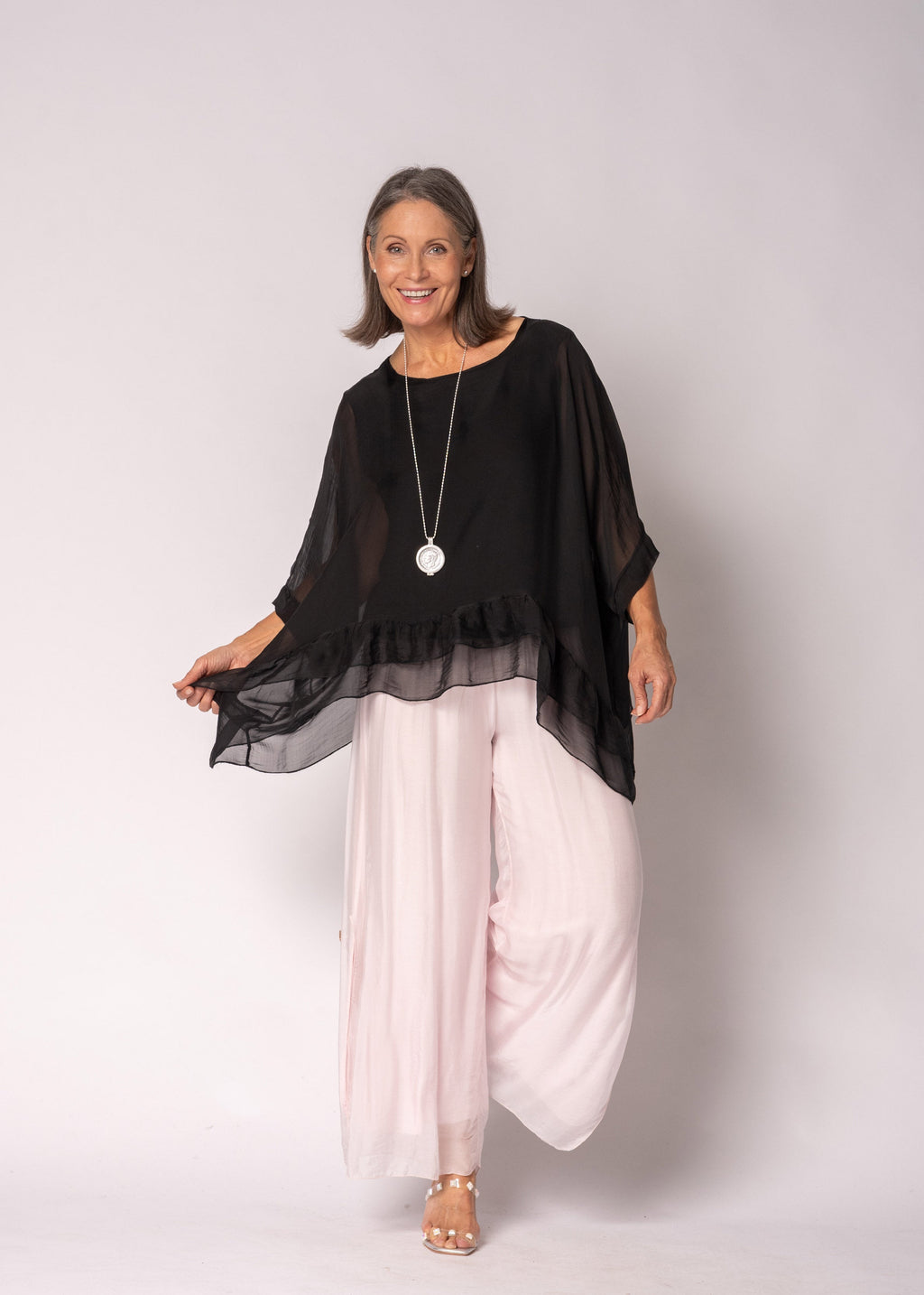 Amelina Silk Top in Onyx