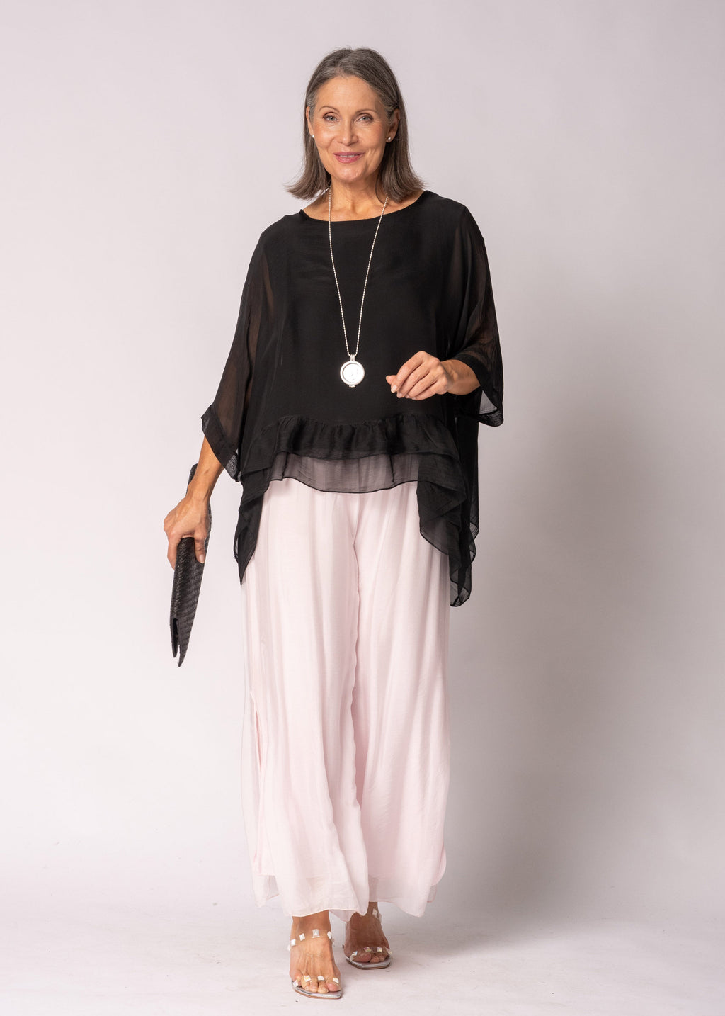 Amelina Silk Top in Onyx
