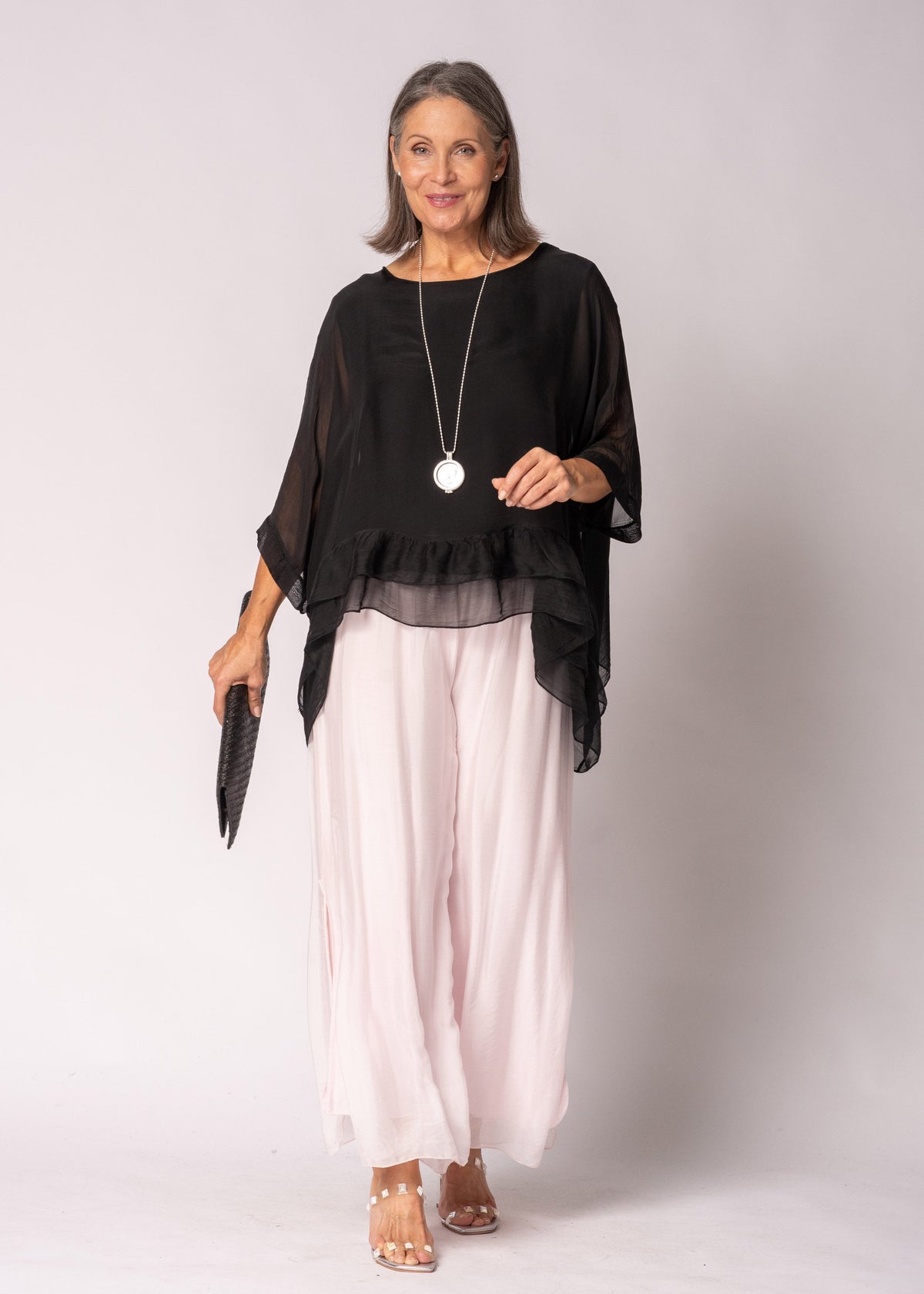 Amelina Silk Top in Onyx
