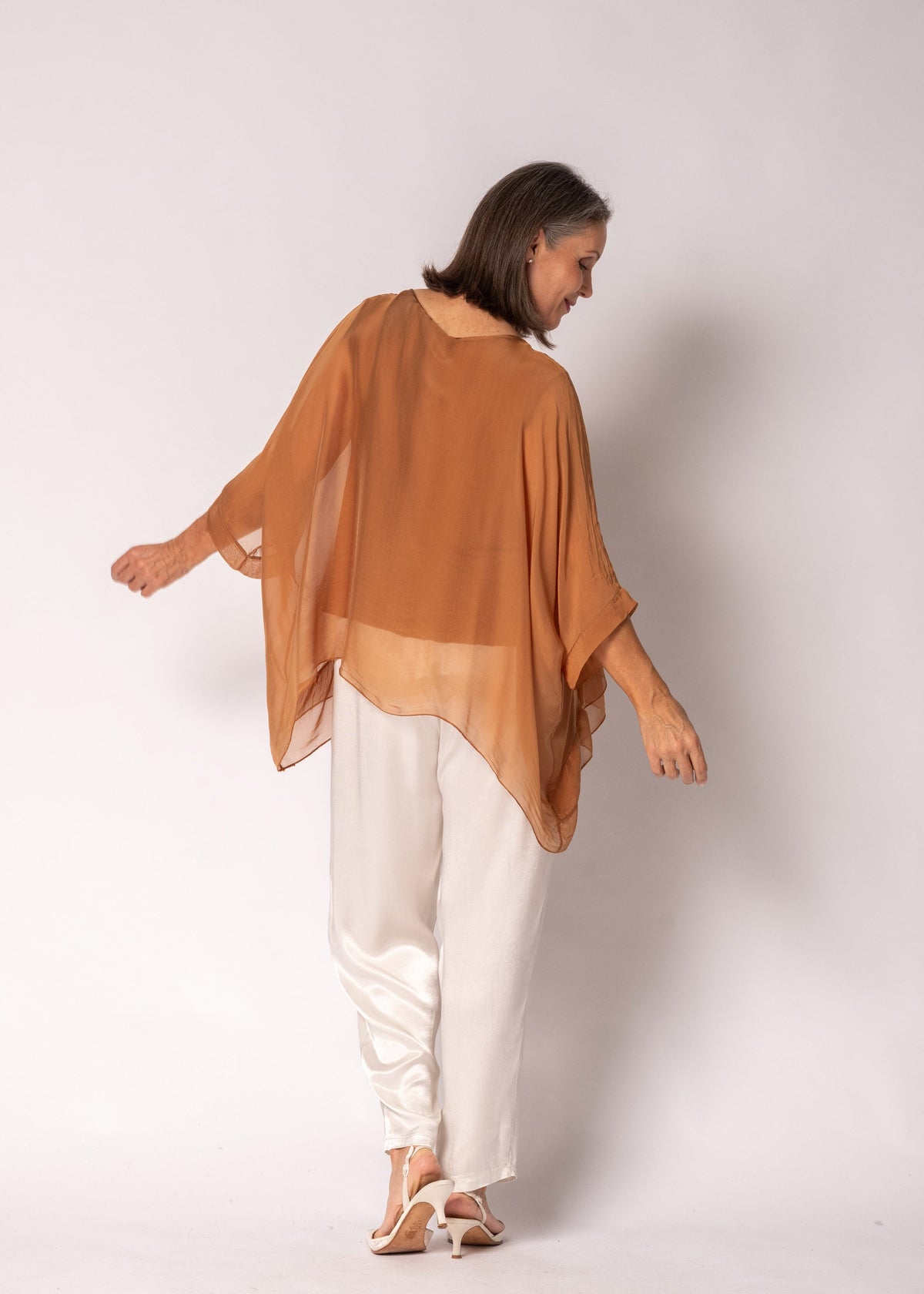 Amelina Silk Top in Burnt Toffee