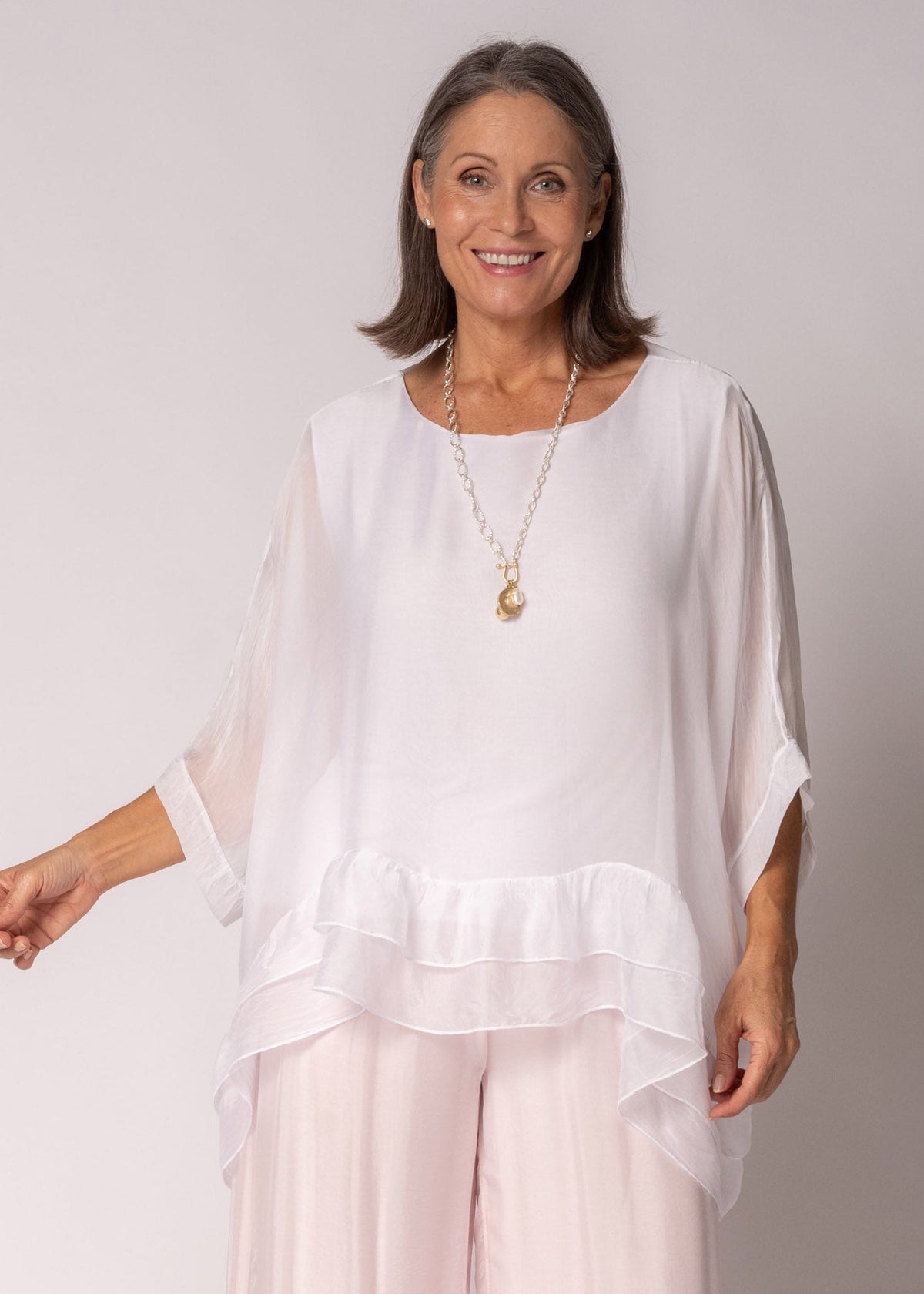 Amelina Silk Top in White