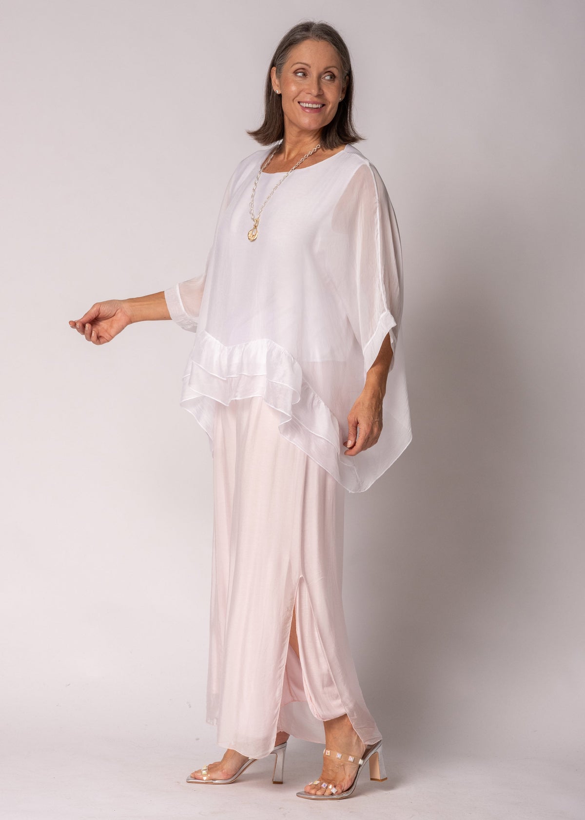 Amelina Silk Top in White