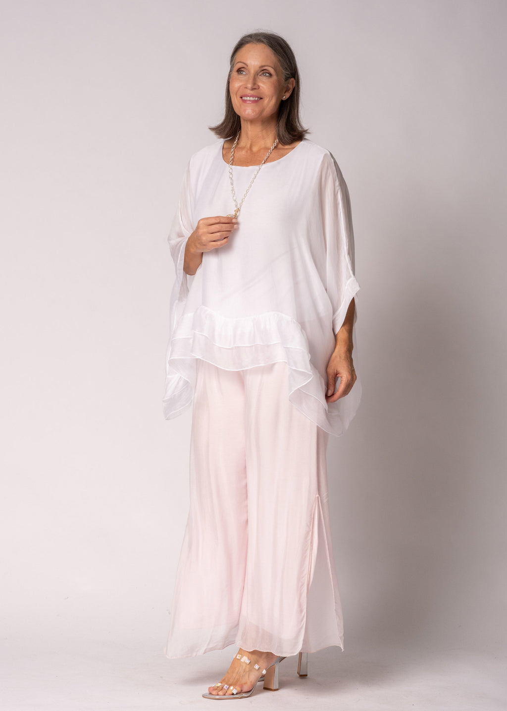 Amelina Silk Top in White
