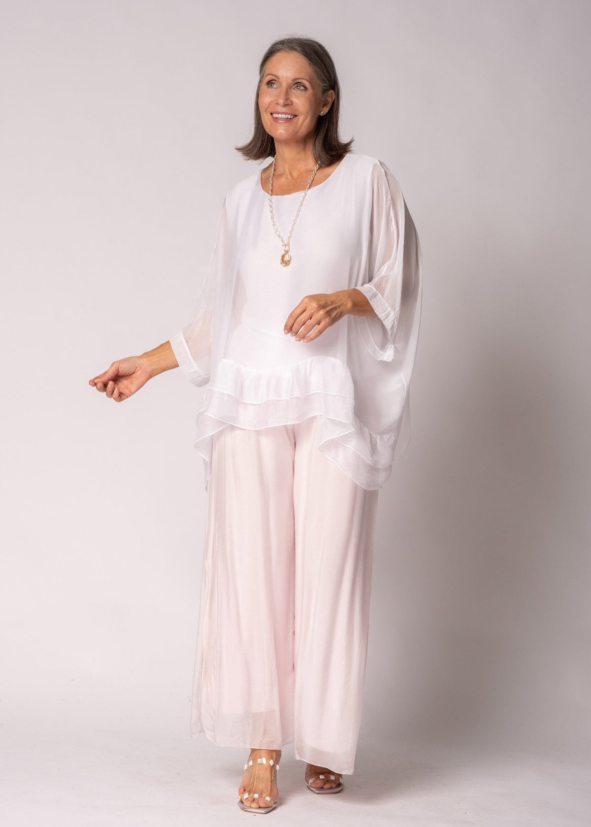 Amelina Silk Top in White