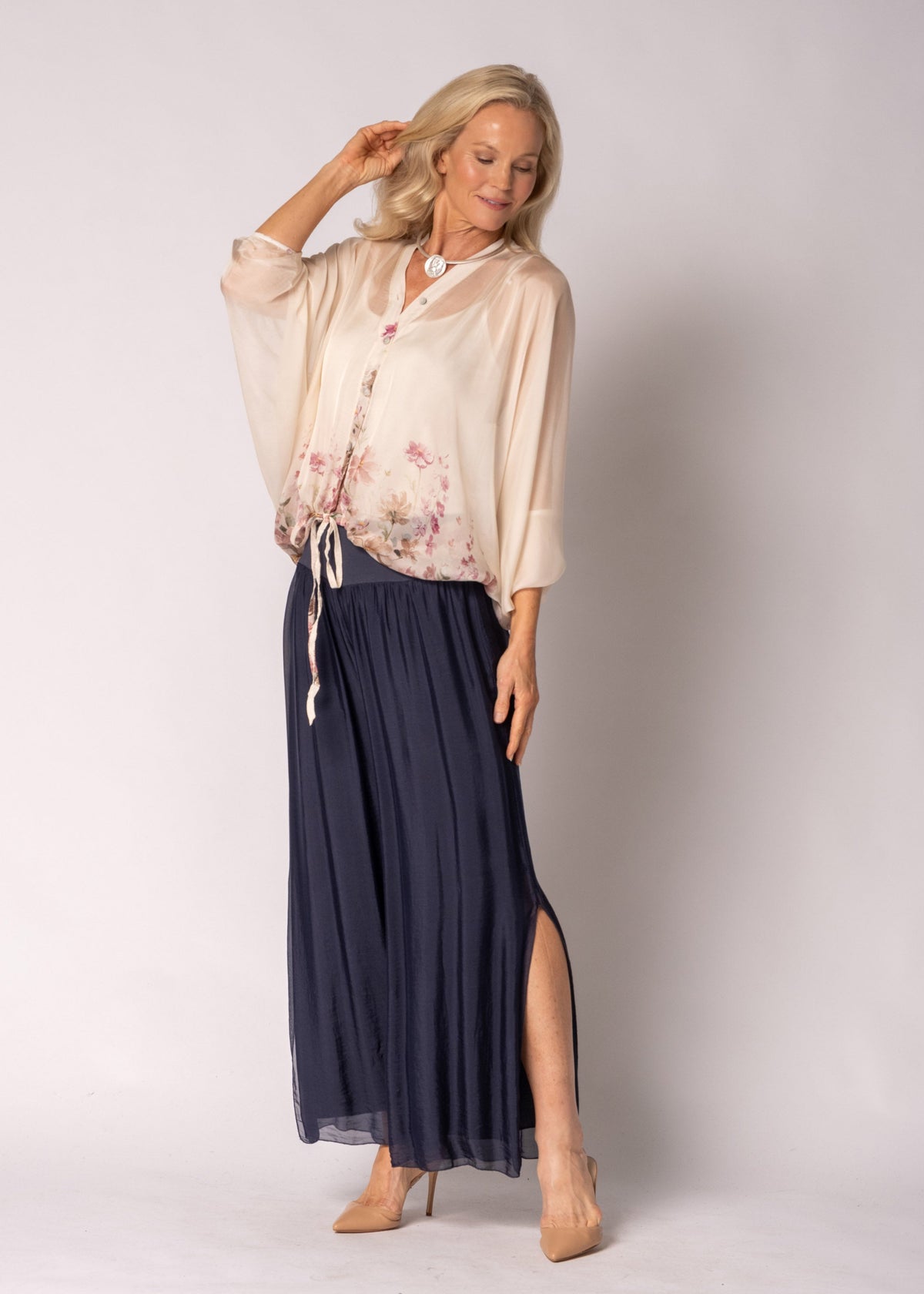 Arlet Silk Top in Blush