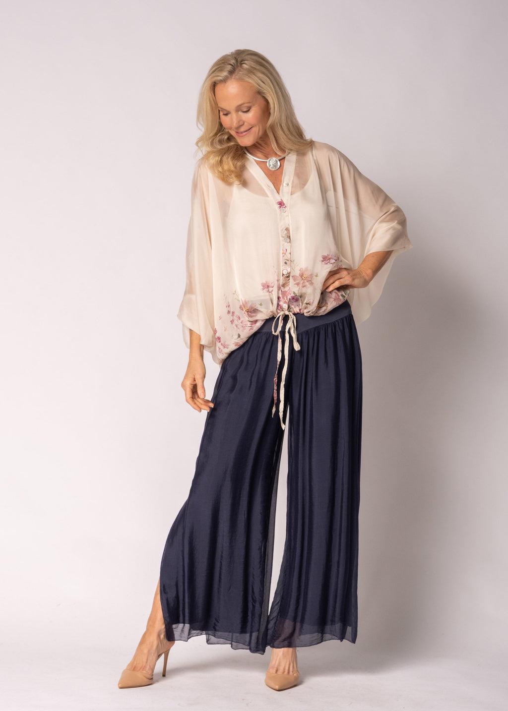 Arlet Silk Top in Blush