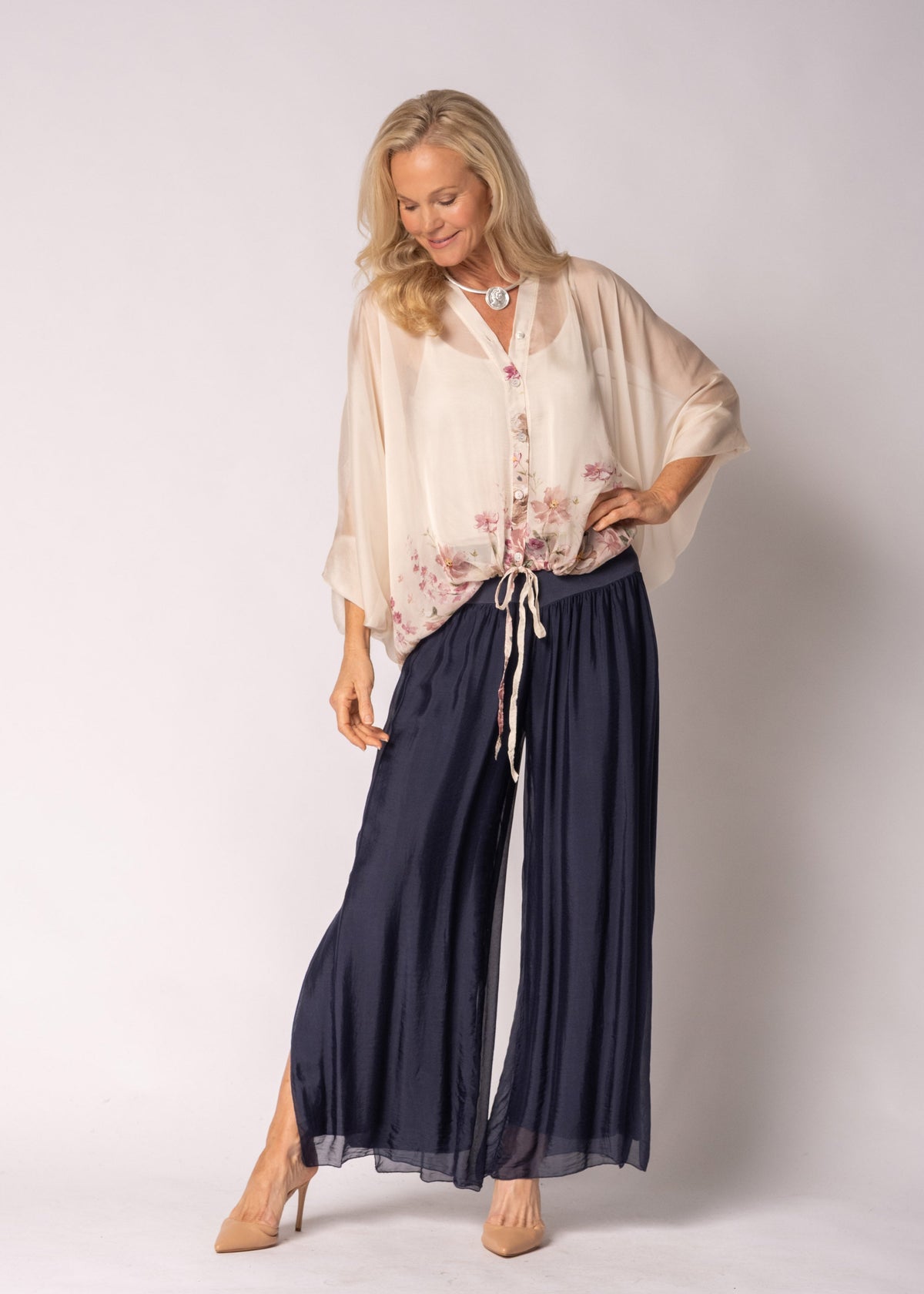Arlet Silk Top in Blush