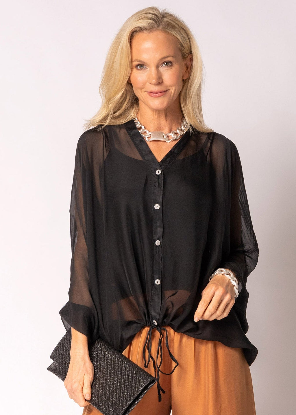 Arlet Silk Top in Onyx
