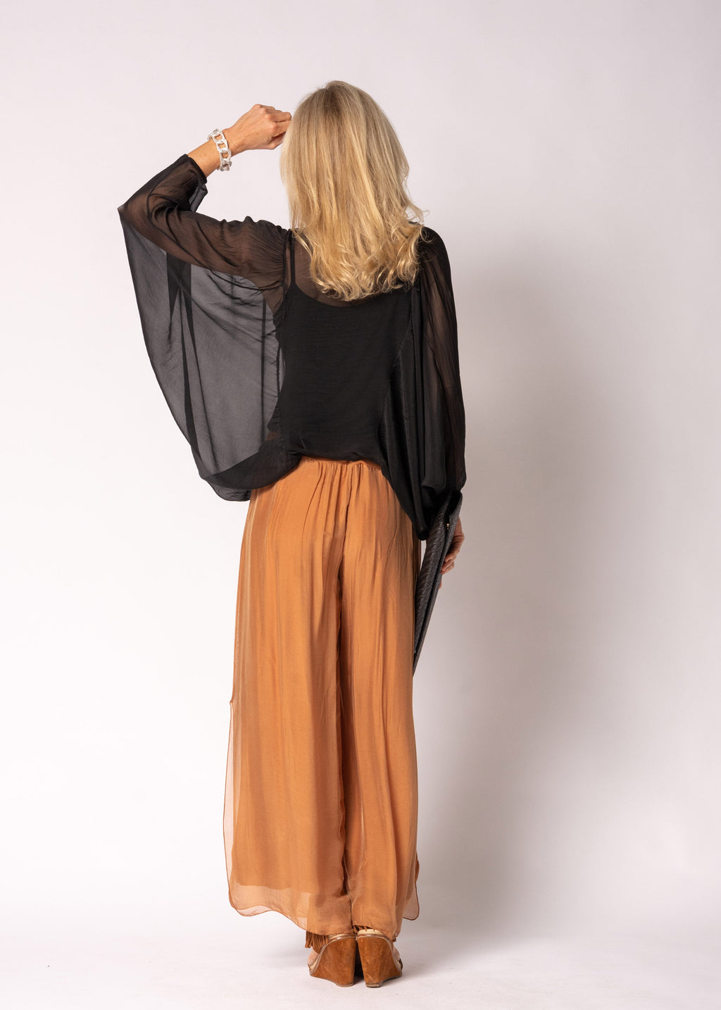 Gia Silk Pants in Burnt Toffee