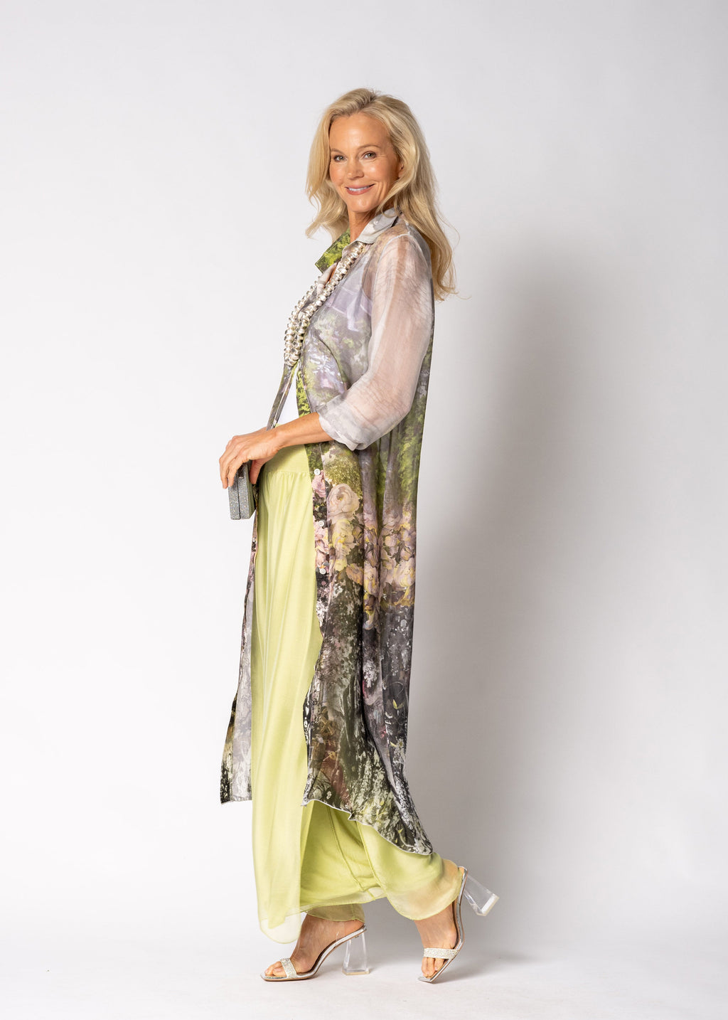 Gia Silk Pants in Lily Green