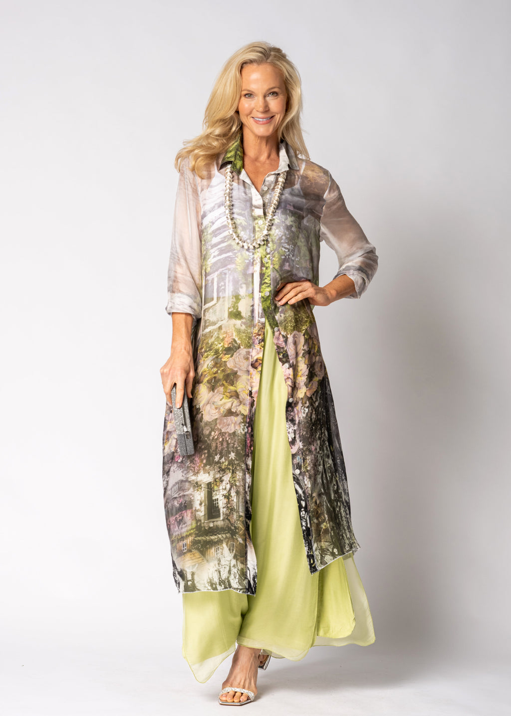 Gia Silk Pants in Lily Green