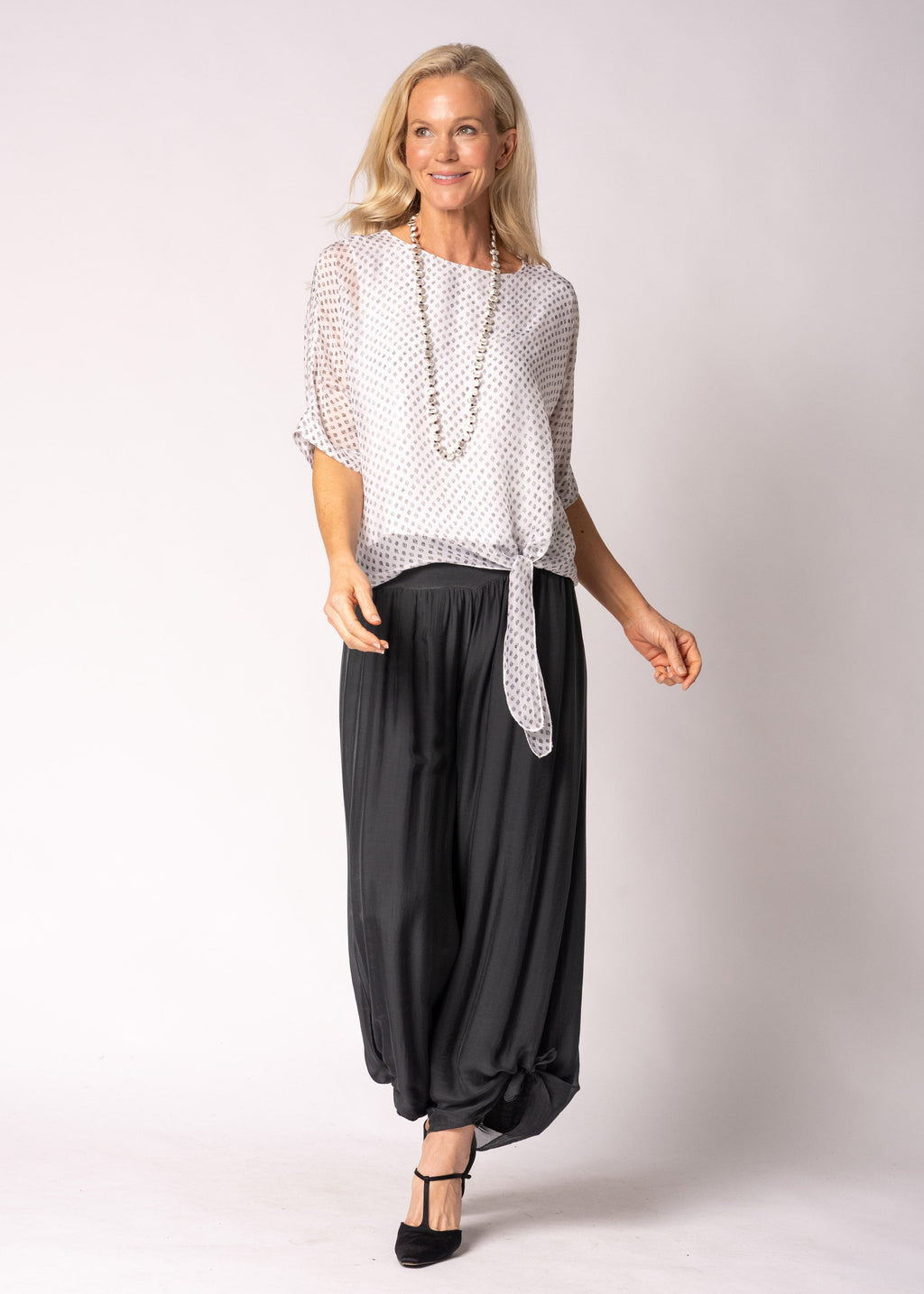 Petal Silk Top in White