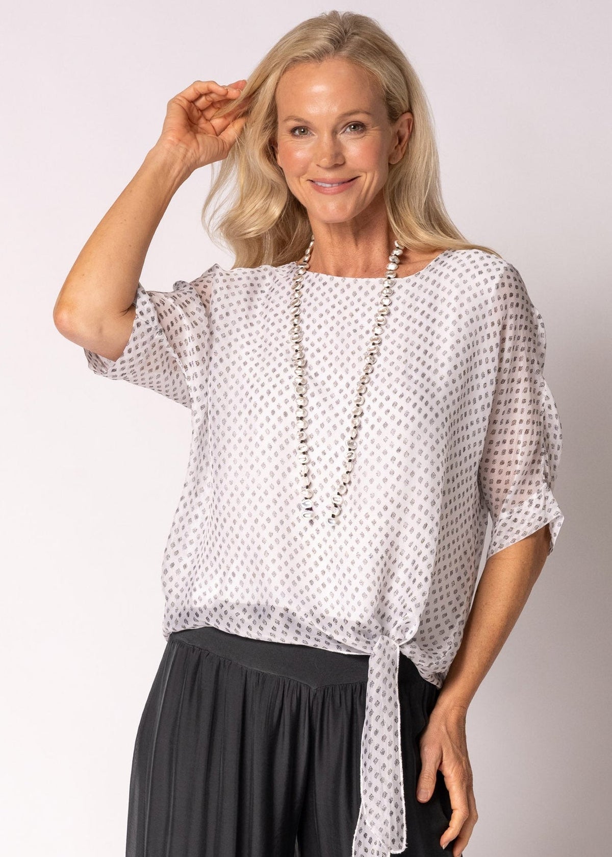 Petal Silk Top in White