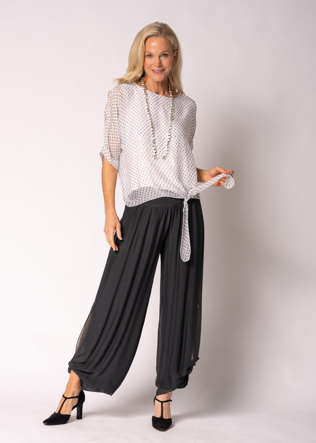 Petal Silk Top in White