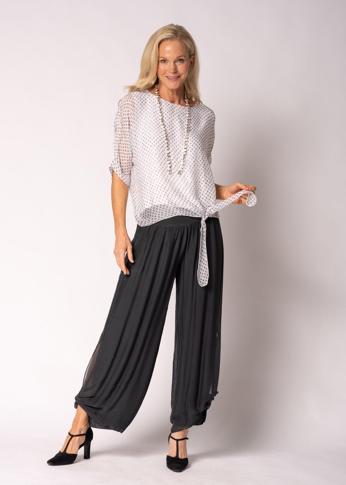 Petal Silk Top in White