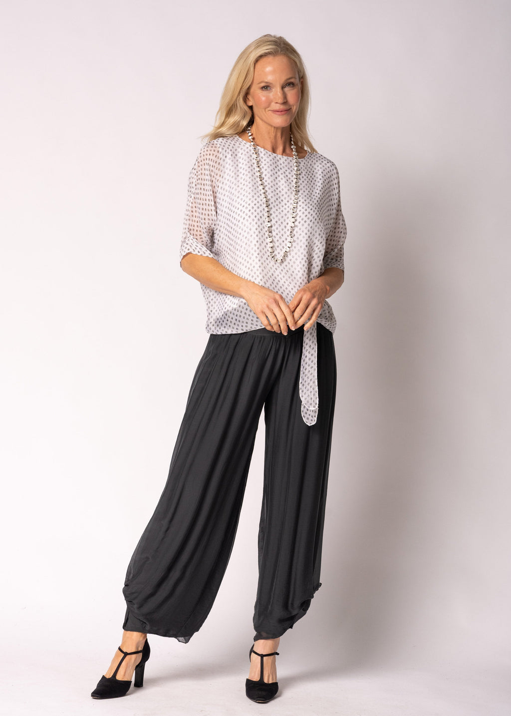 Petal Silk Top in White