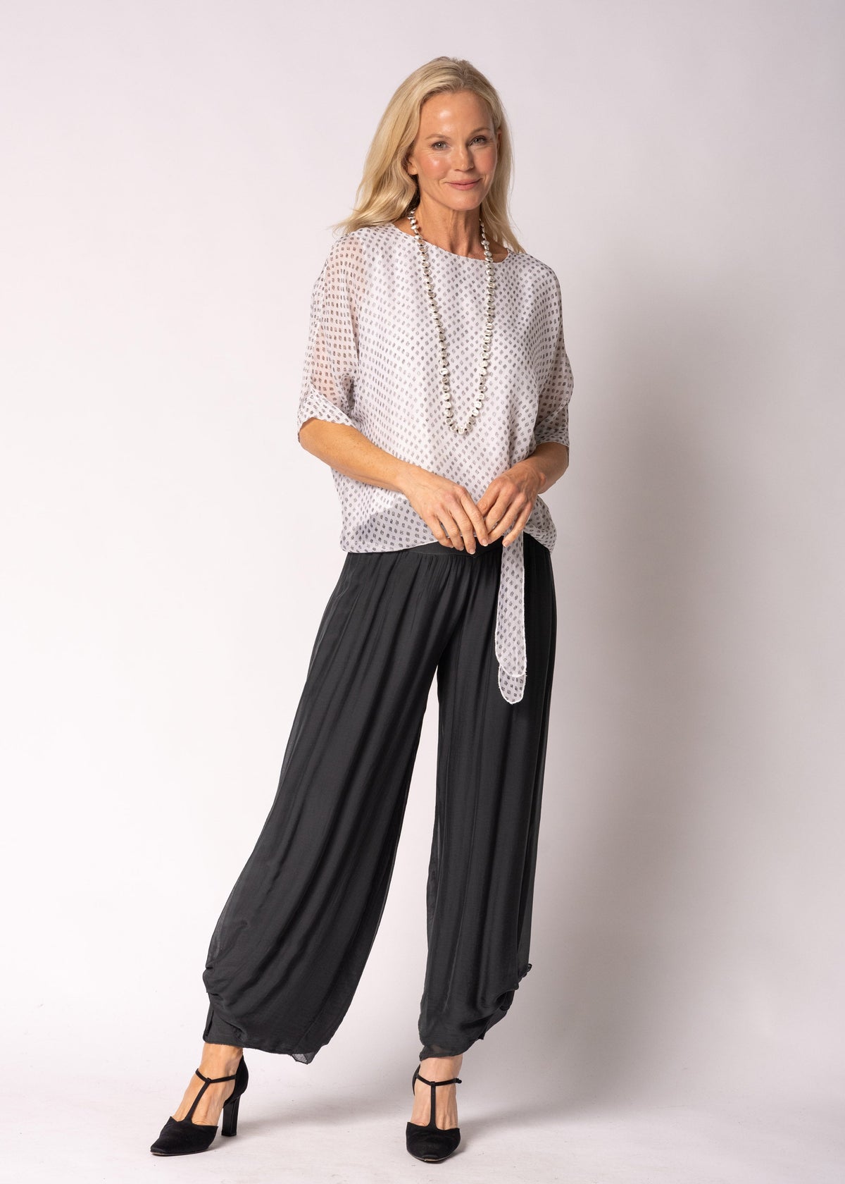 Petal Silk Top in White