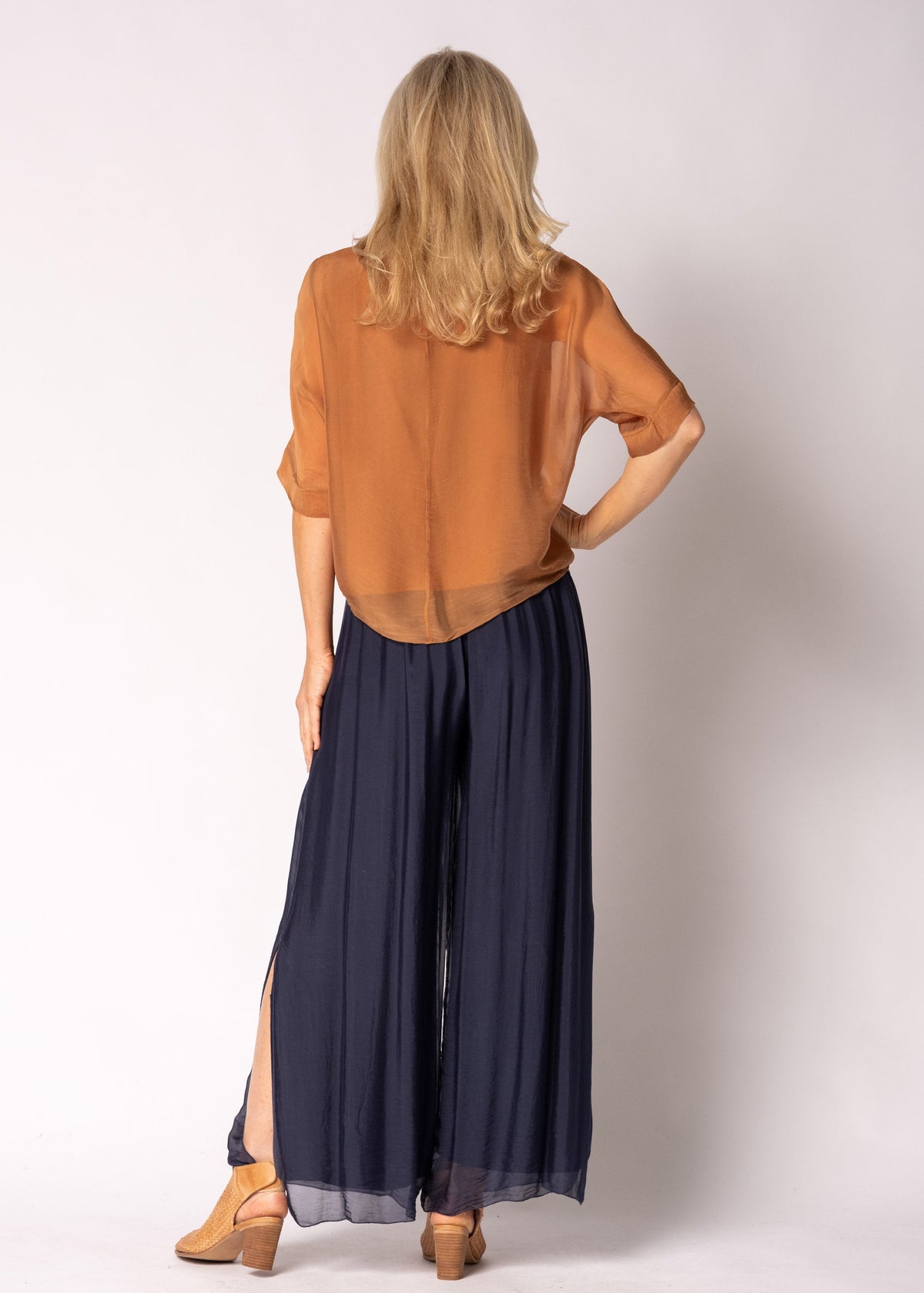 Petal Silk Top in Burnt Toffee