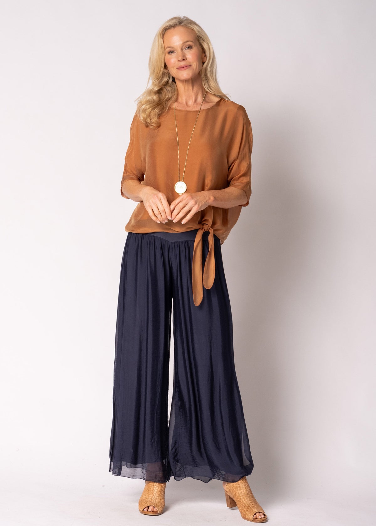 Petal Silk Top in Burnt Toffee