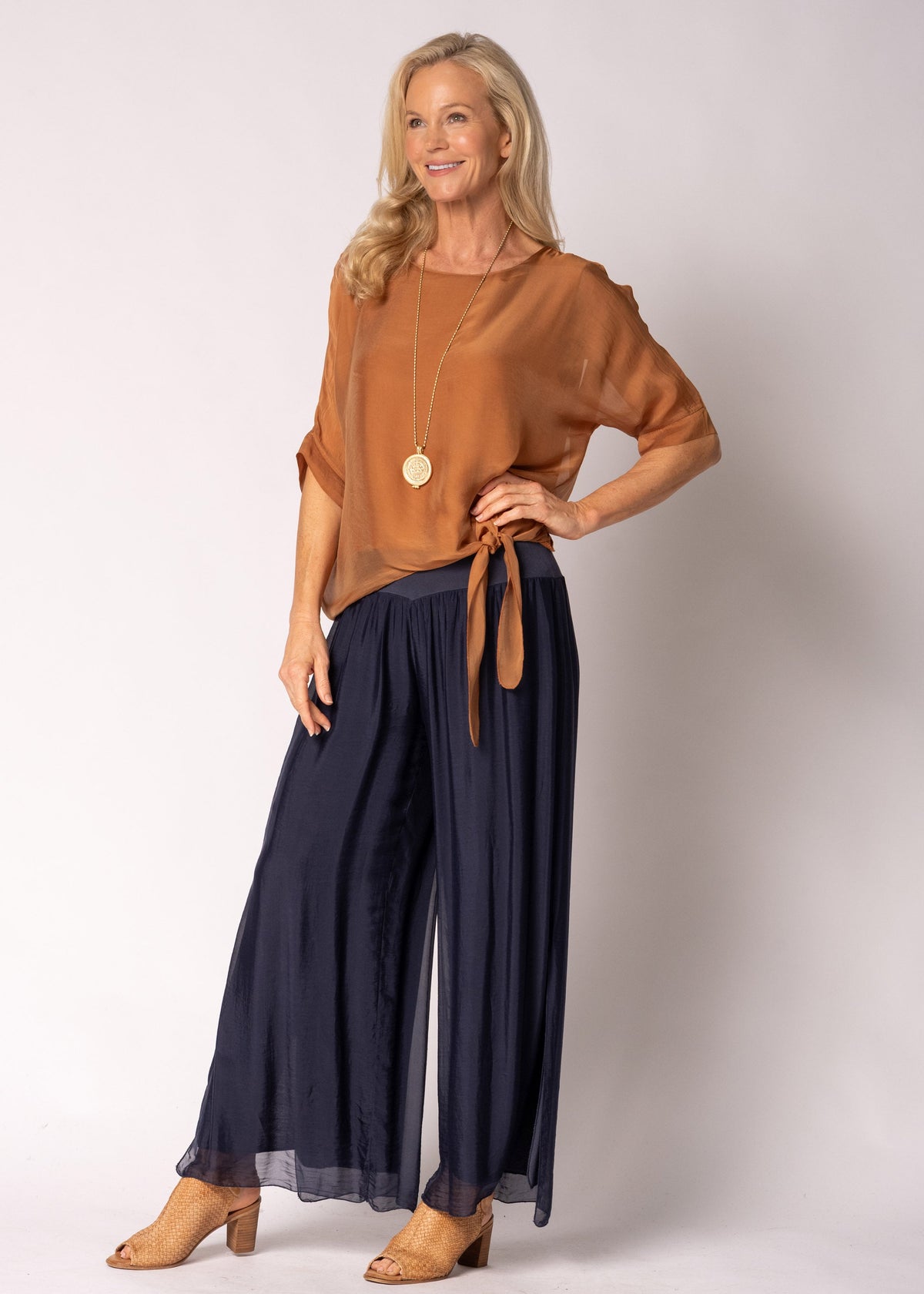 Petal Silk Top in Burnt Toffee