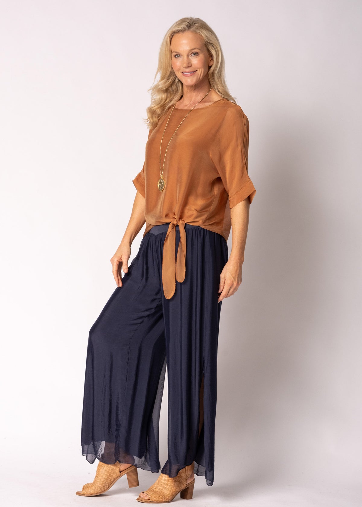Petal Silk Top in Burnt Toffee