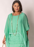 Amulet Silk Top in Capri Green