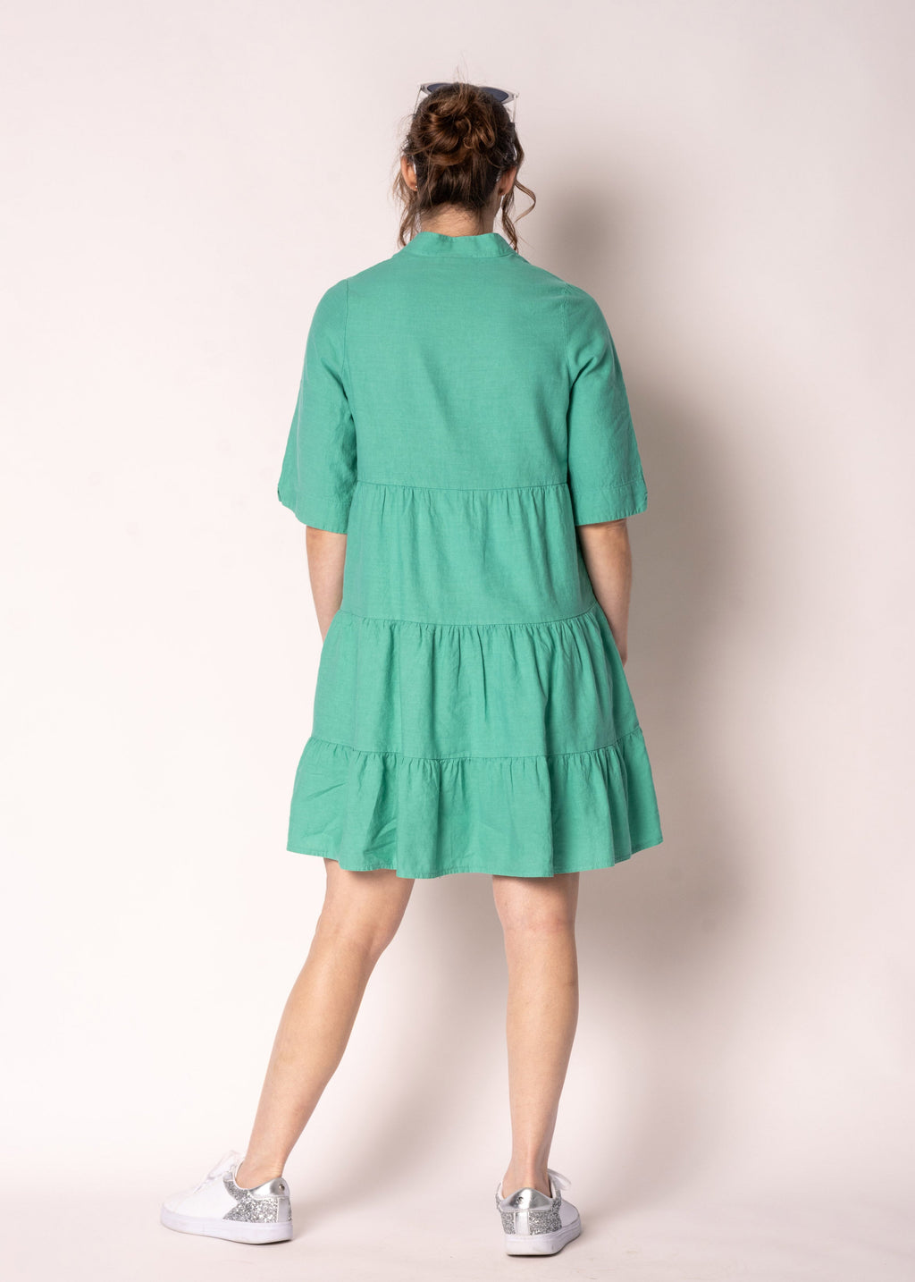 Alethea Linen Dress in Capri Green