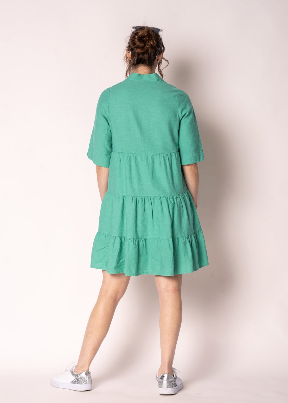 Alethea Linen Dress in Capri Green