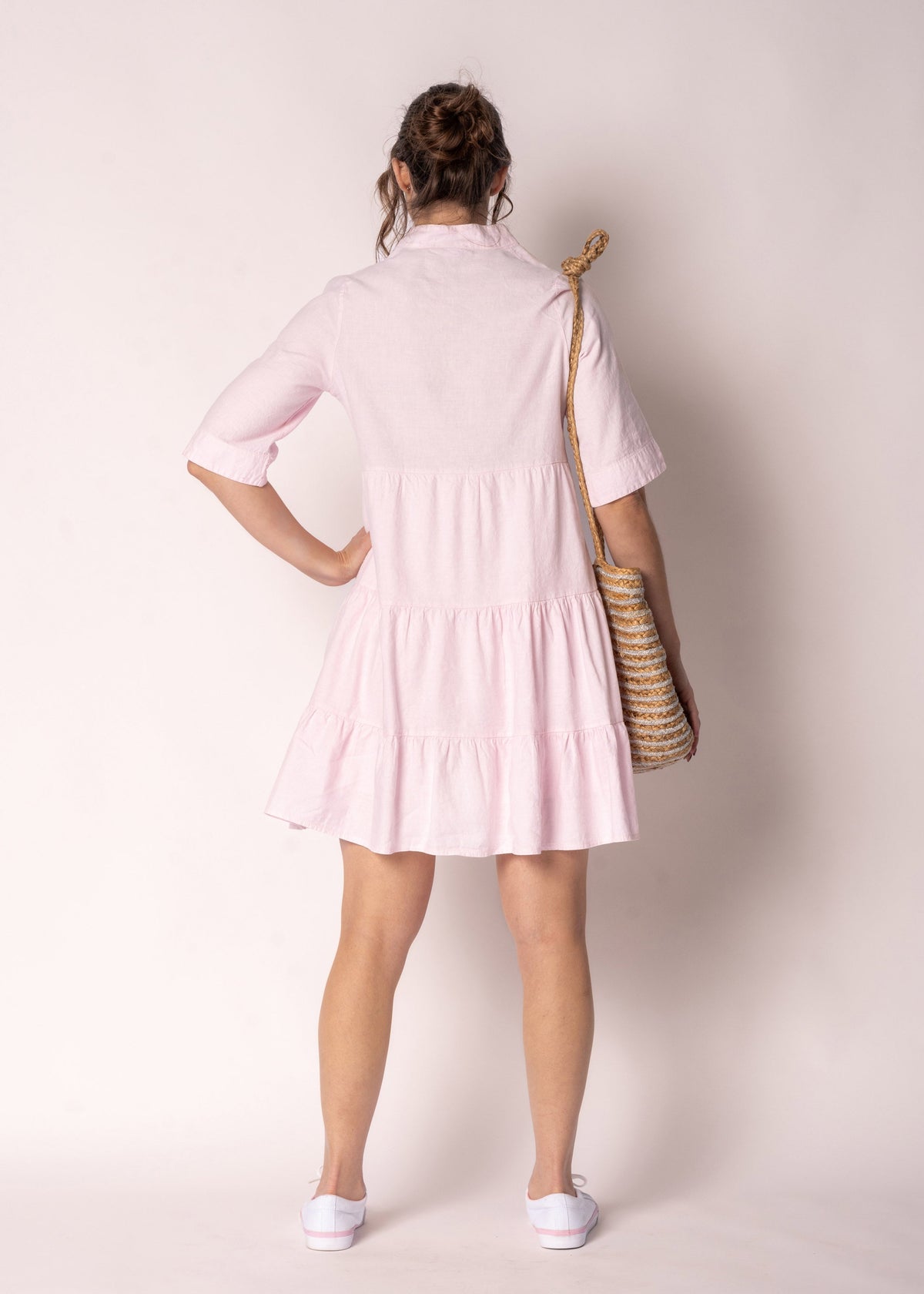 Alethea Linen Dress in Modena Pink