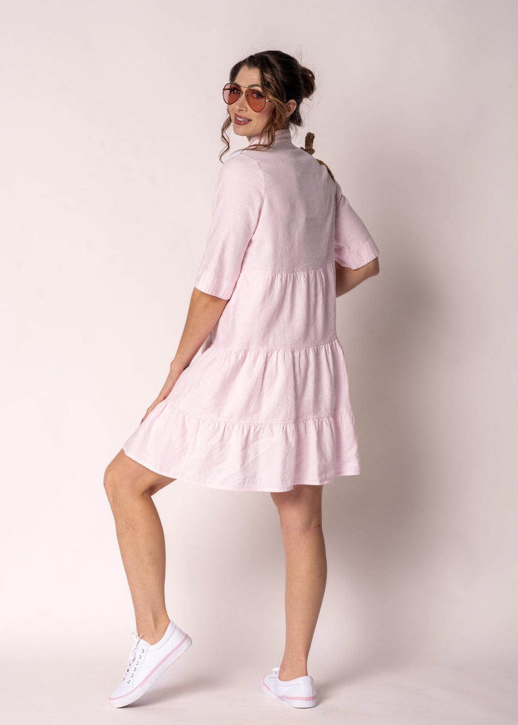 Alethea Linen Dress in Modena Pink