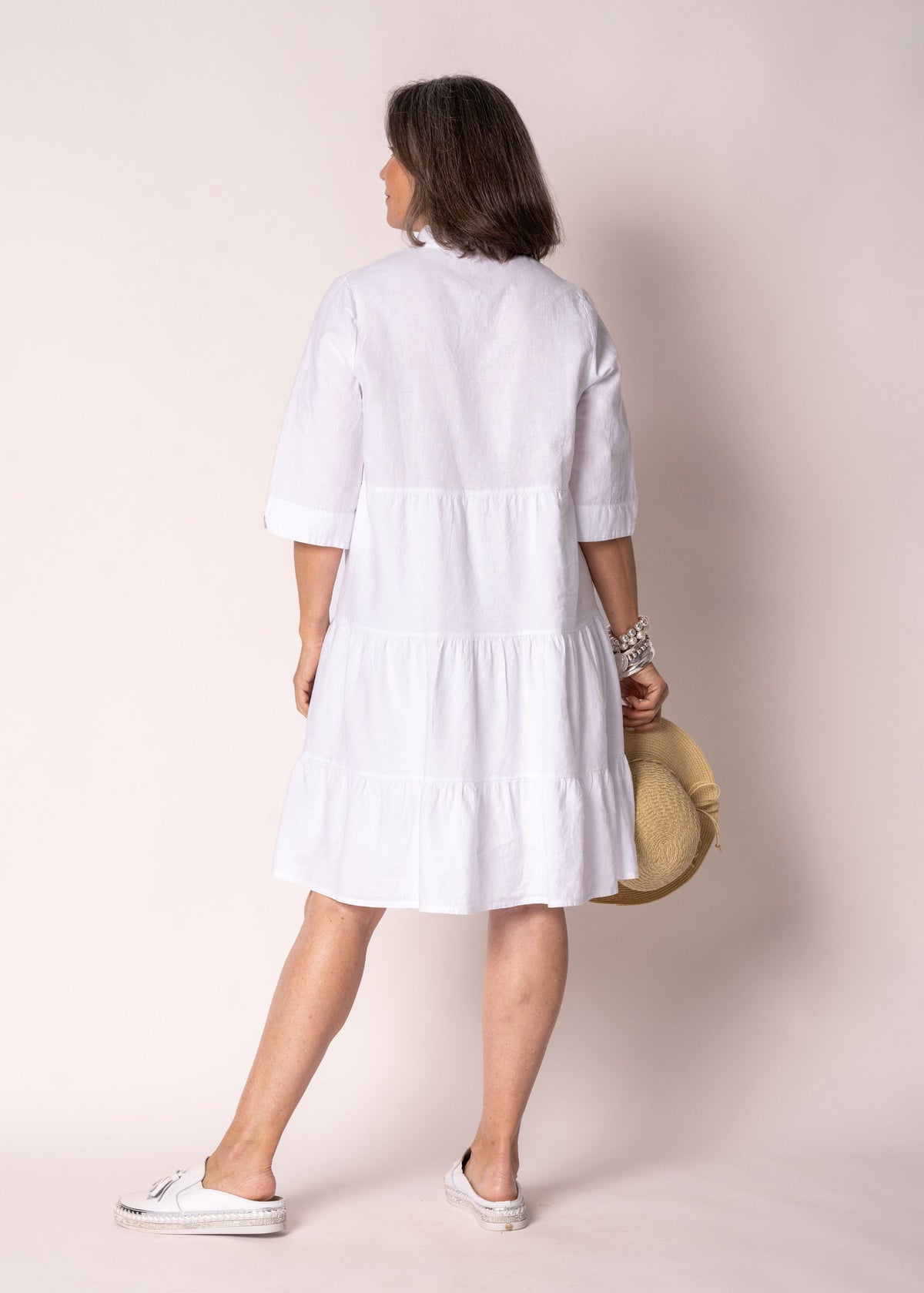 Alethea Linen  Dress in White