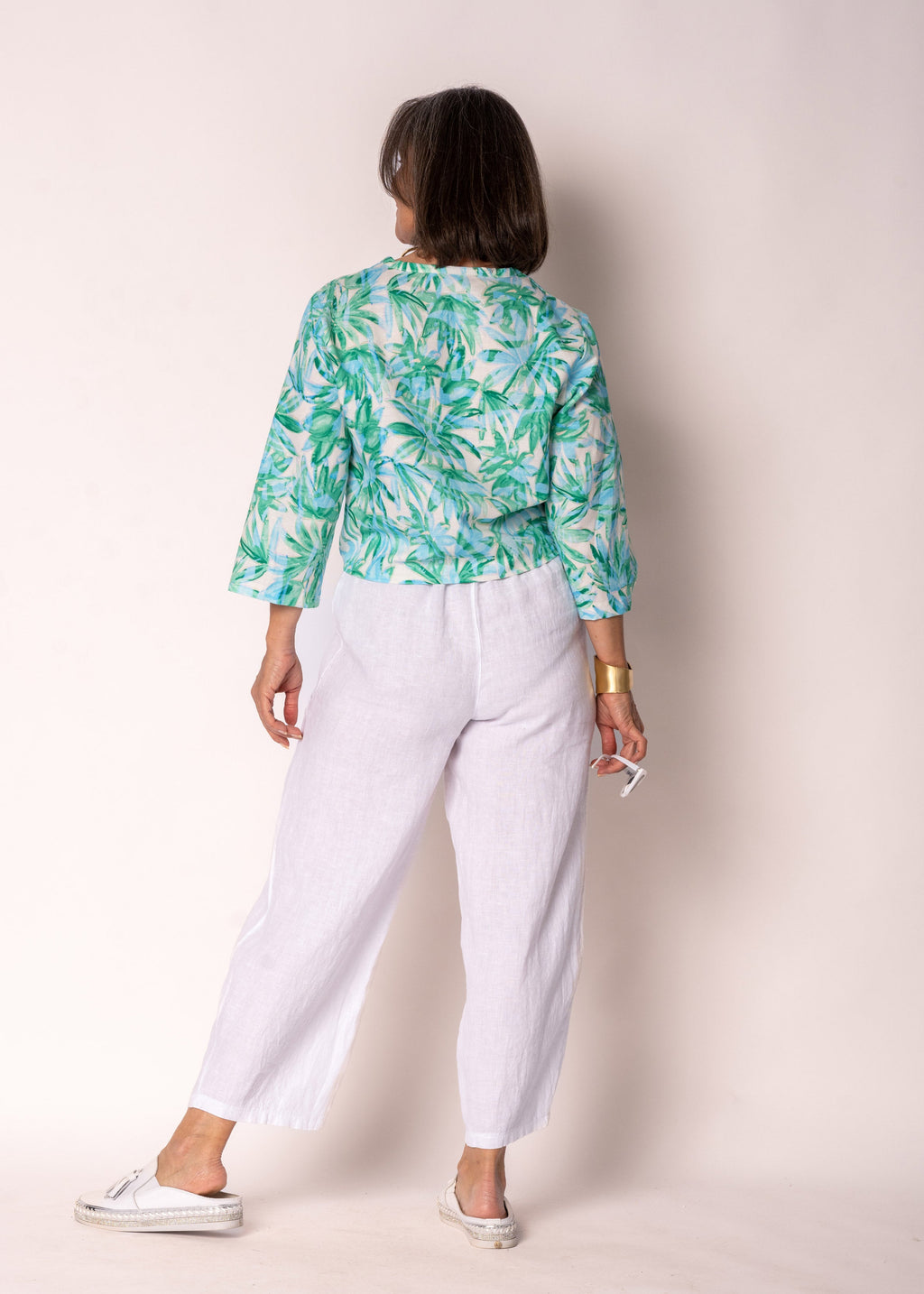 Avenley Linen Top in Capri Green