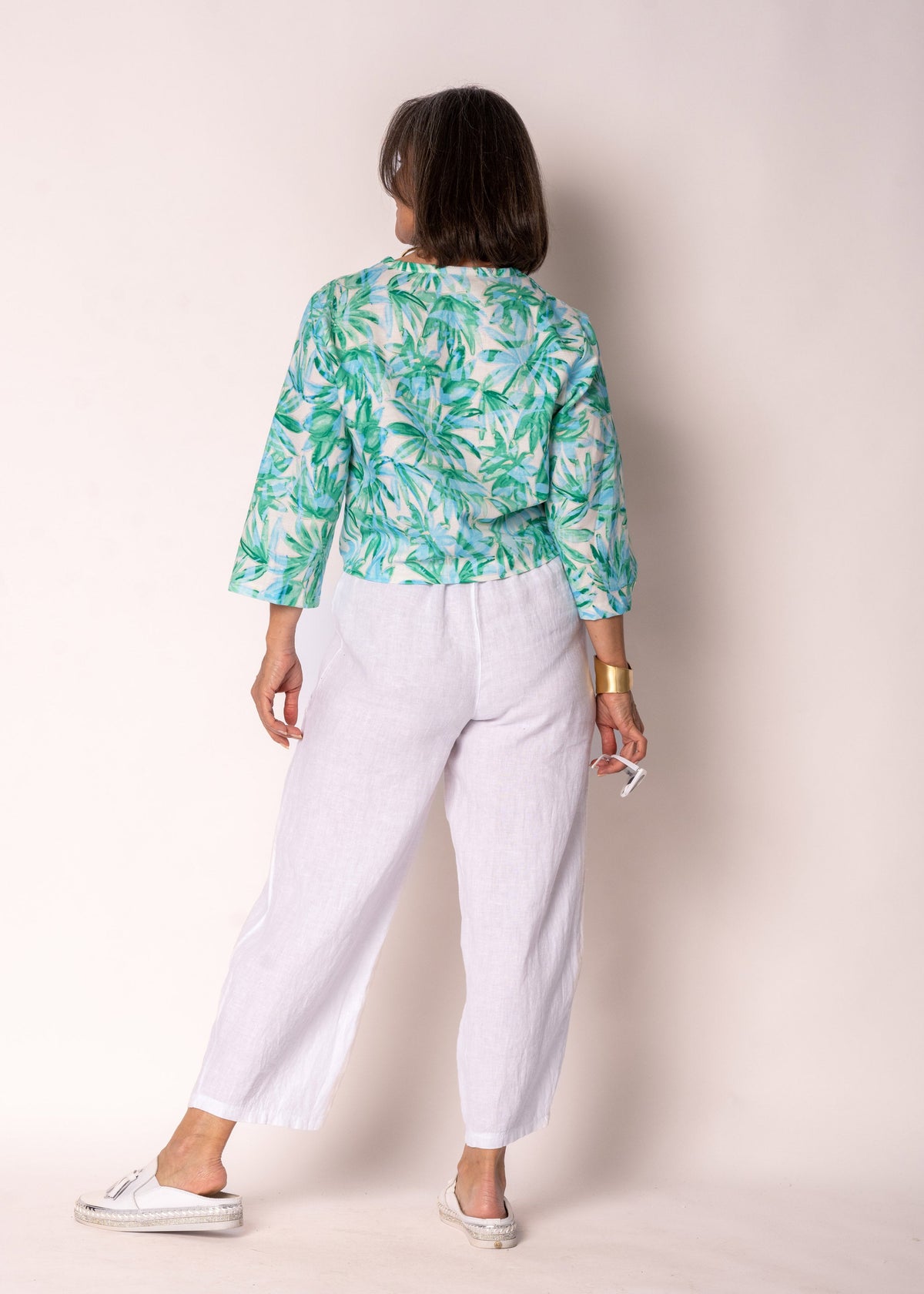 Avenley Linen Top in Capri Green