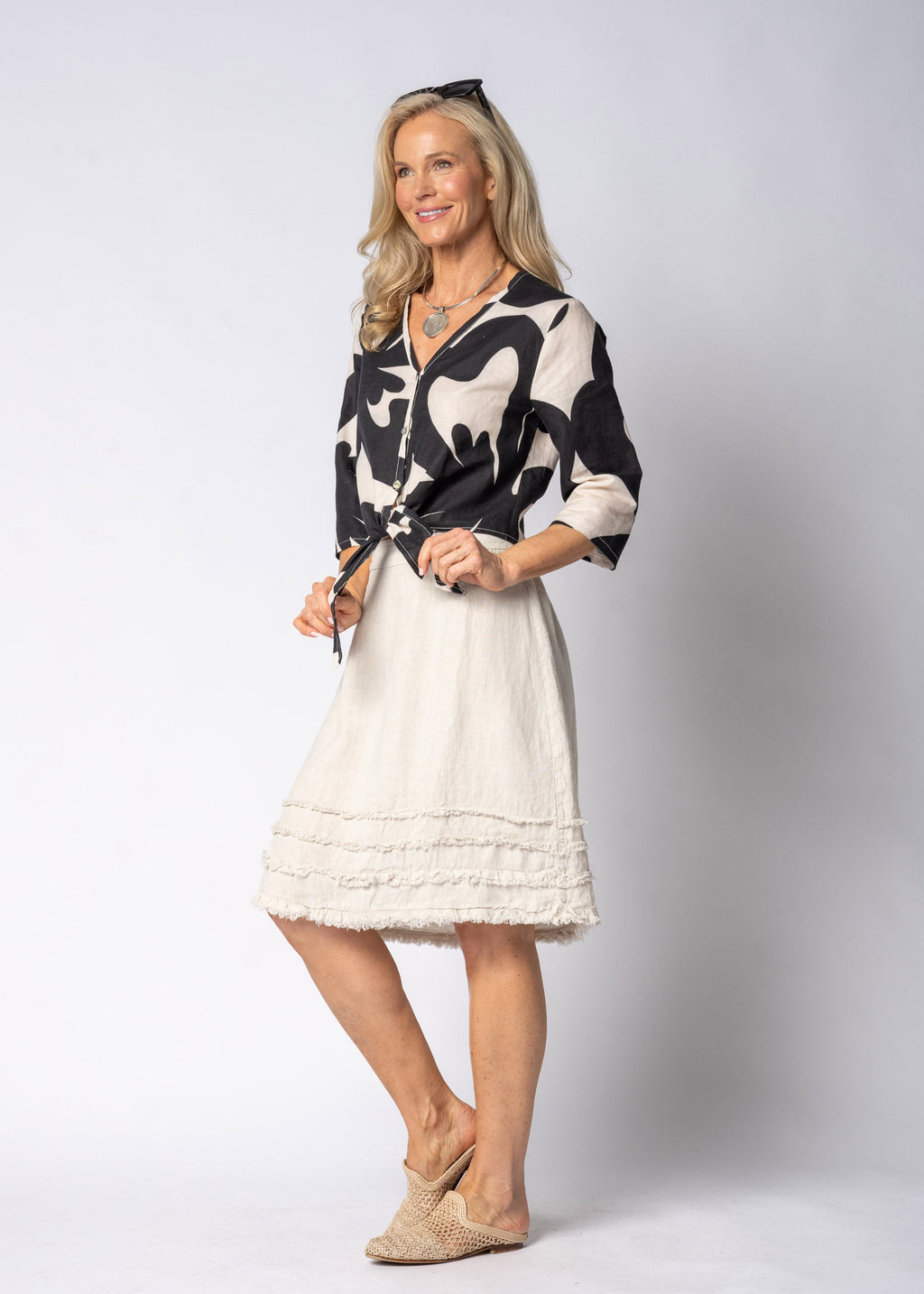 Aven Linen Skirt in Latte