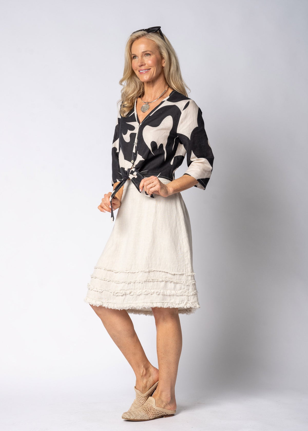 Aven Linen Skirt in Latte