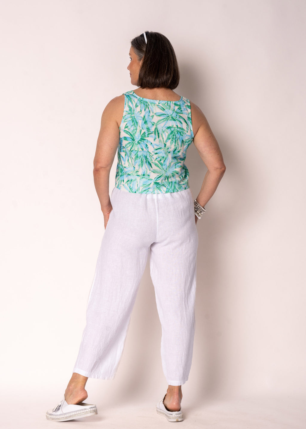 Amoret Linen Top in Capri Green