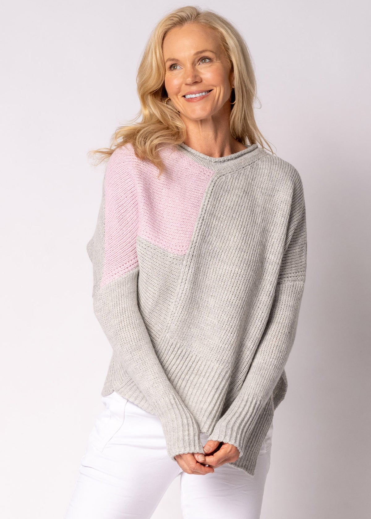 Aleria Knit Top in Light Grey