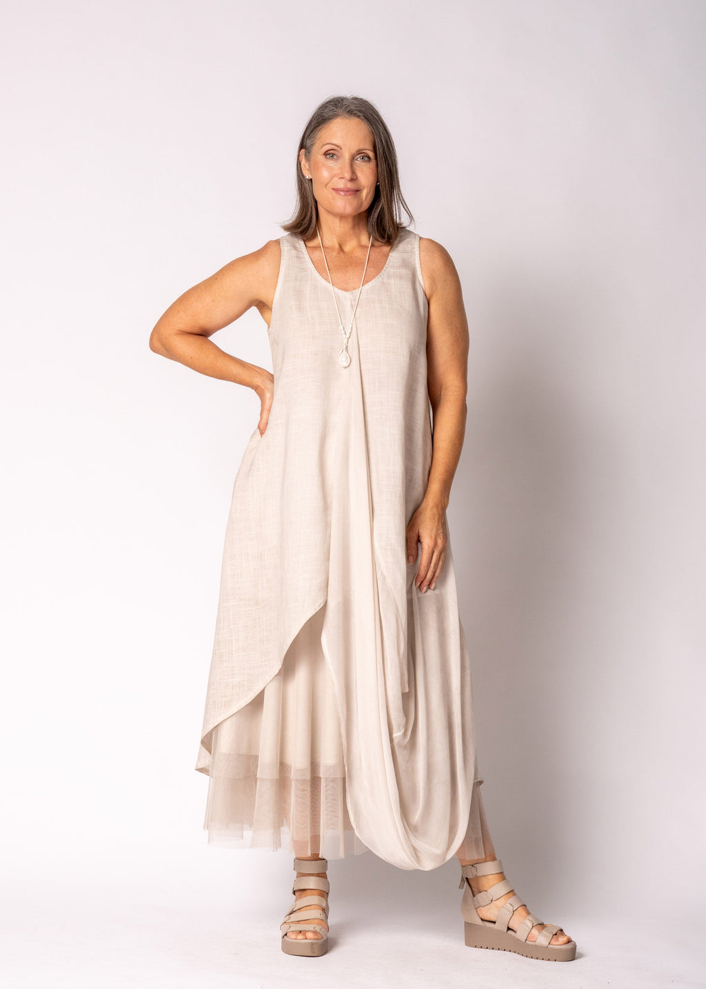 Mirabella Dress in Antique Beige