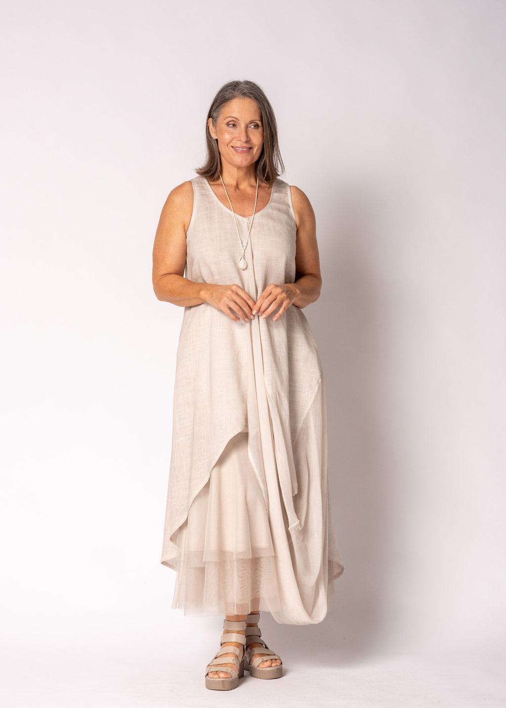 Mirabella Dress in Antique Beige