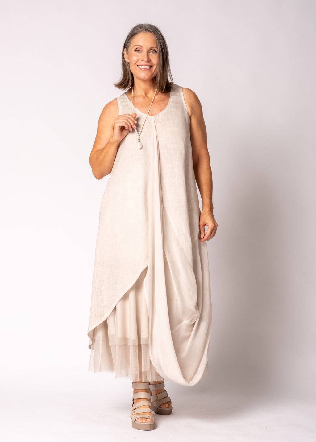 Mirabella Dress in Antique Beige