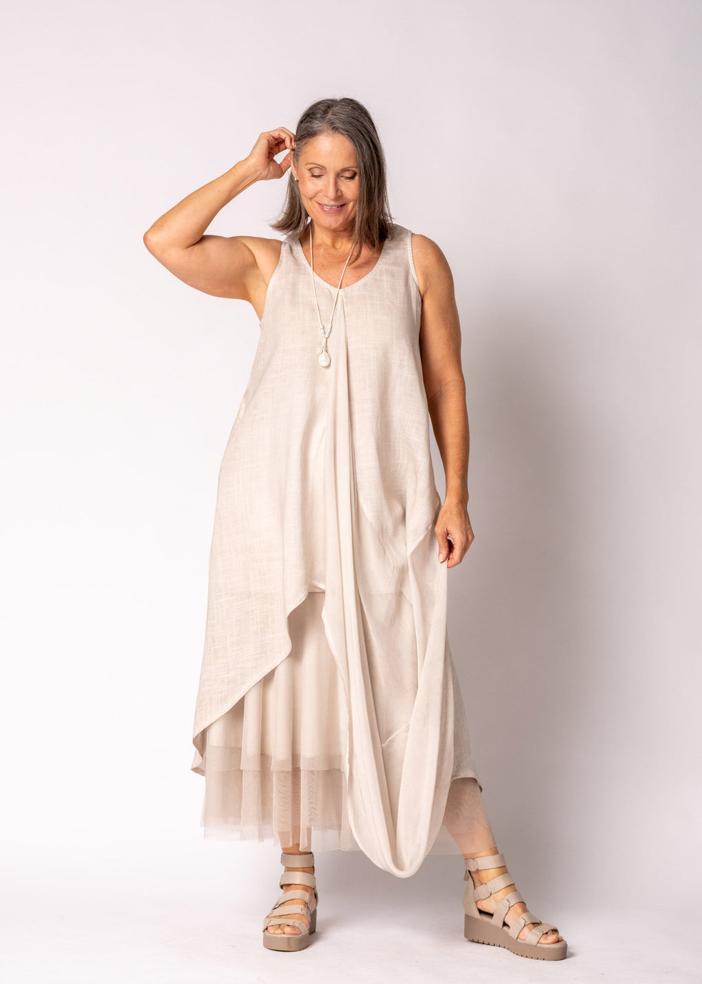 Mirabella Dress in Antique Beige